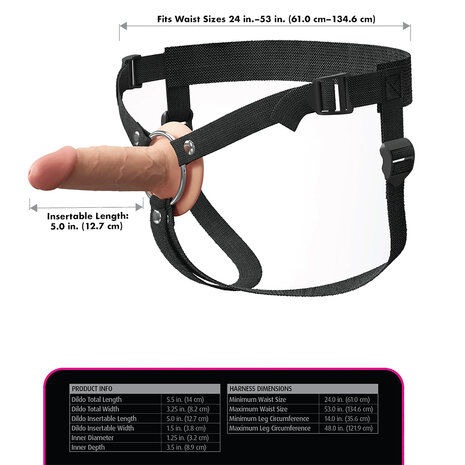 Pipedream - Fantasy X-Tensions - Strap-on met Holle Dildo - 14 cm - Lichte Huidskleur