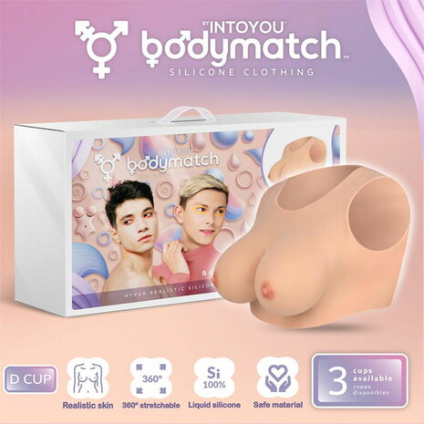 Bodymatch - Bowie - Realistische siliconen borstprothese - Lichte Huidskleur - Cup D