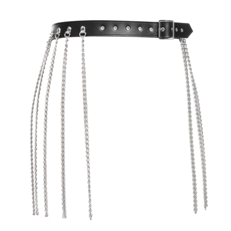 Rimba - Luxe Lederen Kettingen Rokje - Zwart/Zilver