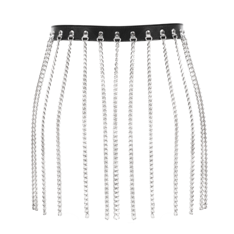 Rimba - Luxe Lederen Kettingen Rokje - Zwart/Zilver