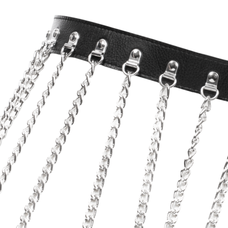 Rimba - Luxe Lederen Kettingen Rokje - Zwart/Zilver