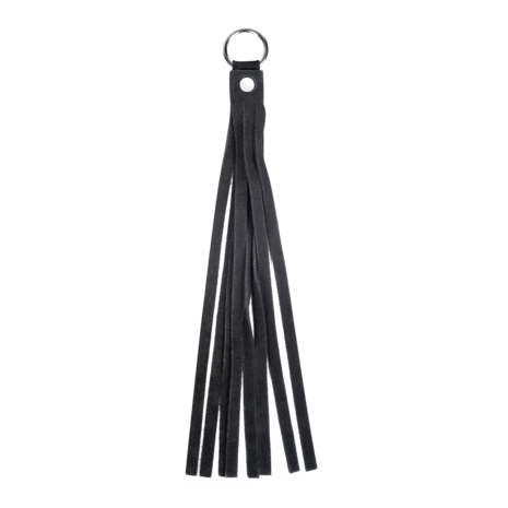 Rimba - Lederen Su&egrave;de Halsband met Afneembare Flogger - Zwart