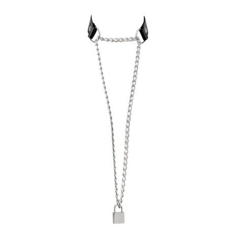 Rimba - Lederen Wurghalsband met Hangslot - Zwart & Zilver