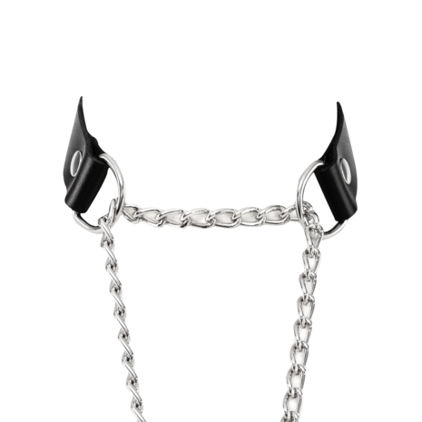 Rimba - Lederen Wurghalsband met Hangslot - Zwart & Zilver