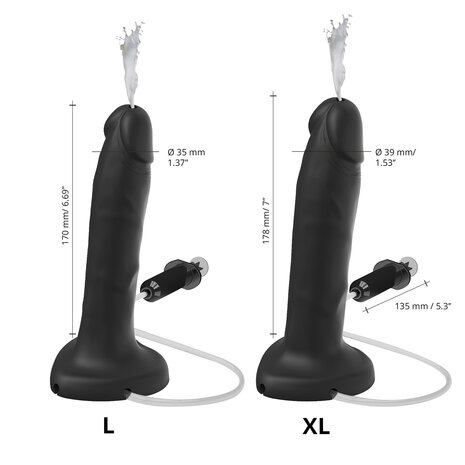 Strap-on-Me - Squirting Cum Dildo - Realistiche Spuitende Dildo - Zwart - Maat XL