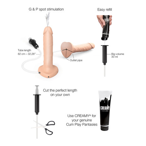 Strap-on-Me - Squirting Cum Dildo - Realistiche Spuitende Dildo - Lichte Huidskleur - Maat L