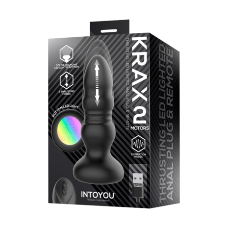 IY Krax - Buttplug met Vibratie en Stootbeweging - Met LED-licht - Zwart
