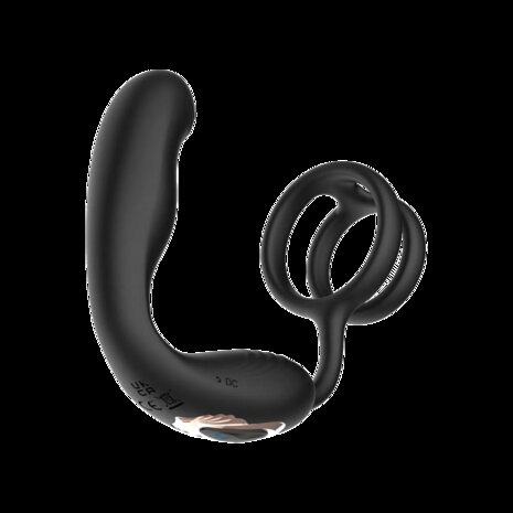 IY Bruce - Prostaatmassager 360&deg; - Met dubbele penisring - Zwart