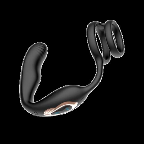 IY Bruce - Prostaatmassager 360&deg; - Met dubbele penisring - Zwart