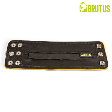 Brutus - Lederen Polsportemonnee met Rits - Zwart/Geel