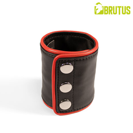 Brutus - Lederen Polsportemonnee met Rits - Zwart/Rood