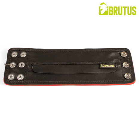 Brutus - Lederen Polsportemonnee met Rits - Zwart/Rood