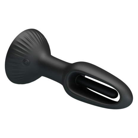 Pretty Love - Hubert - Vibrerende Buttplug - Anaal Vibrator - Met Wiebelend Tongetje - Zwart
