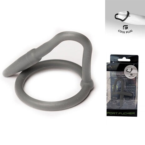 Sport Fucker - Siliconen Cockring Met Penisplug - Grijs