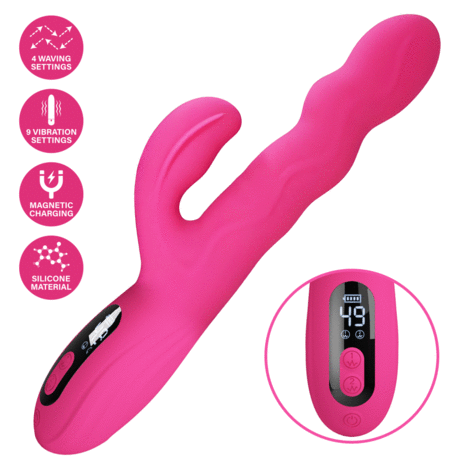 Pretty Love - Winters - Rabbit Vibrator met Golf Beweging en LED Display - Roze