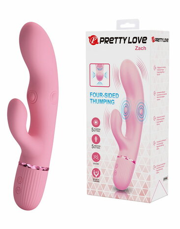 Pretty Love - Zach - Rabbit Vibrator met Vierzijdige Klopfunctie - Roze