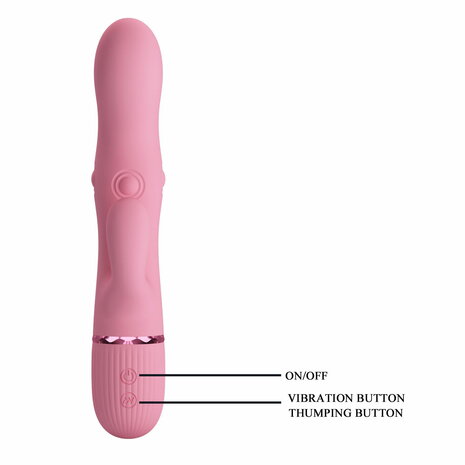 Pretty Love - Zach - Rabbit Vibrator met Vierzijdige Klopfunctie - Roze