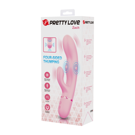 Pretty Love - Zach - Rabbit Vibrator met Vierzijdige Klopfunctie - Roze