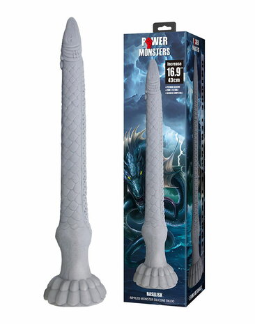 Power Monsters - Basilisk - Taps Toelopende Fantasie Dildo - Grijs