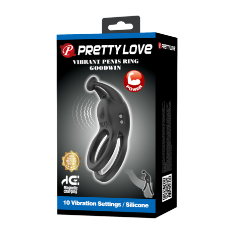 Pretty Love - Goodwin - Vibrerende Dubbele Penisring - Zwart