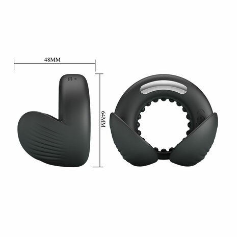 Pretty Love - Quentin - Vibrerende Cockring met Dubbele Motor - Zwart