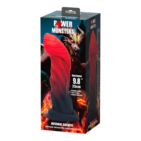 Power Monsters - Infernal Goliath - Monster Dildo - 25 cm - Zwart/Rood