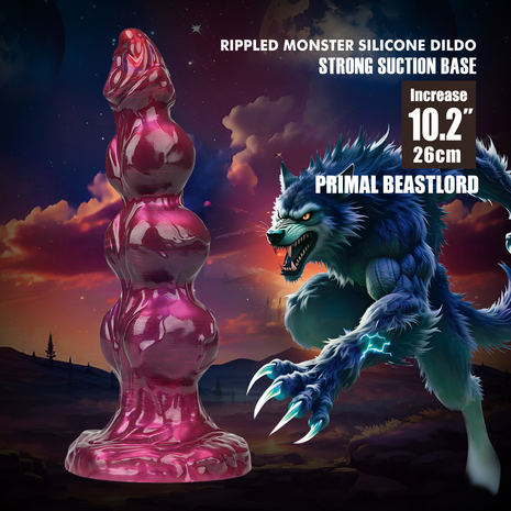 Power Monsters - Primal Beastlord - Monster Dildo - 26 cm - Rood/Roze