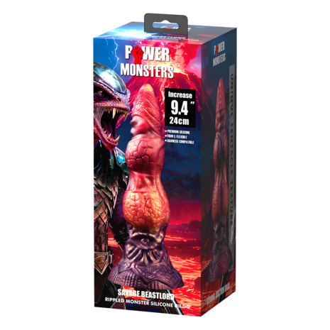 Power Monsters - Savage BeastLord - Monster Dildo - 24 cm - Oranje/Rood/Goud