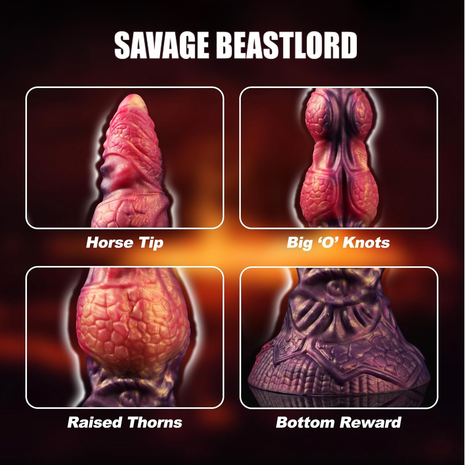 Power Monsters - Savage BeastLord - Monster Dildo - 24 cm - Oranje/Rood/Goud