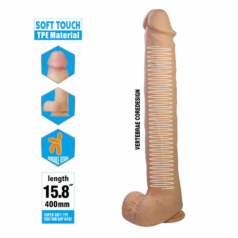 Pretty Love - Pat - Super Grote Dildo - 40 cm - Lichte Huidskleur