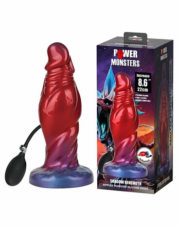 Power Monsters - Shadow Behemoth - Opblaasbare Monster Dildo - 22 cm - Rood/Blauw