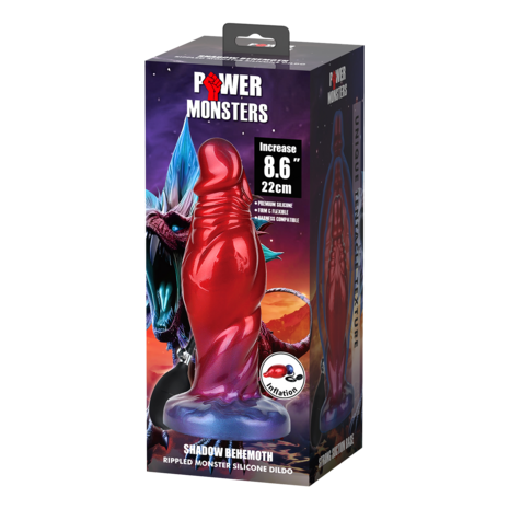 Power Monsters - Shadow Behemoth - Opblaasbare Monster Dildo - 22 cm - Rood/Blauw