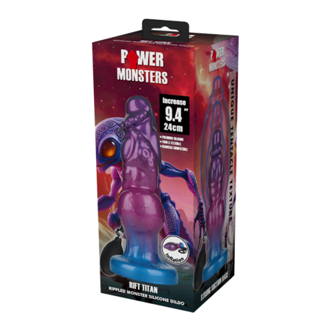 Power Monsters - Rift Titan - Opblaasbare Monster Dildo - 24 cm - Paars/Blauw