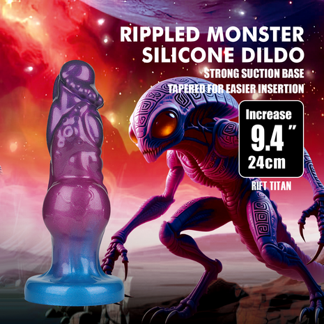Power Monsters - Rift Titan - Opblaasbare Monster Dildo - 24 cm - Paars/Blauw