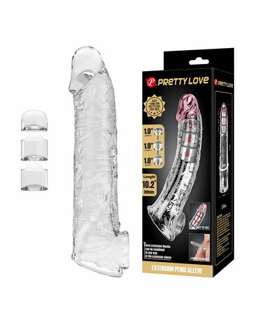 Pretty Love - Verlengende Penis Sleeve - 26 cm - Transparant