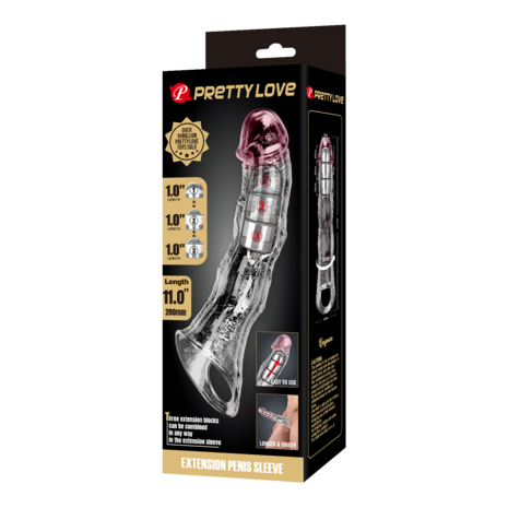 Pretty Love - Verlengende Penis Sleeve - 28 cm - Transparant