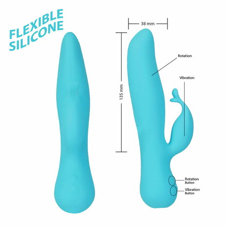 Swan - Kissing - Dual Action Rabbit Vibrator - Turquoise