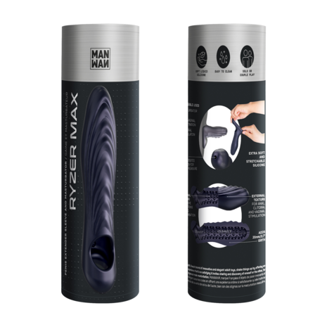 ManWan - Ryzer MAX - Penis Extender en Zachte Masturbatie Sleeve - Black Plum