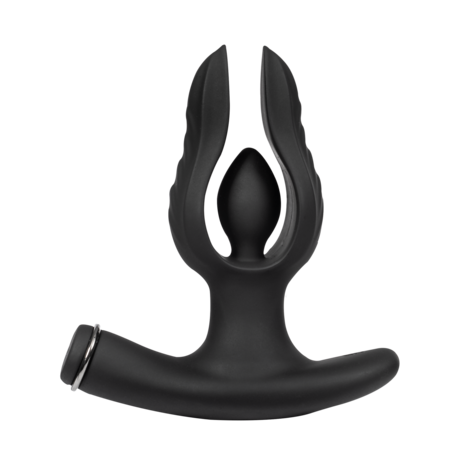 Rimba Electro Play - E-Stim Opblaasbare Anaal Plug - Bi-Polair - Zwart