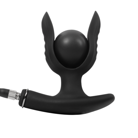 Rimba Electro Play - E-Stim Opblaasbare Anaal Plug - Bi-Polair - Zwart