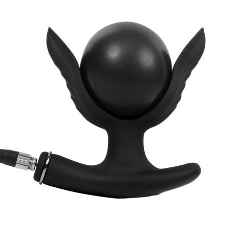 Rimba Electro Play - E-Stim Opblaasbare Anaal Plug - Bi-Polair - Zwart