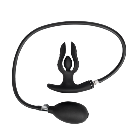 Rimba Electro Play - E-Stim Opblaasbare Anaal Plug - Bi-Polair - Zwart