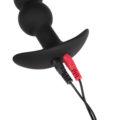 Rimba Electro Play - E-Stim Geribbelde Buttplug - Bi-Polair - Zwart