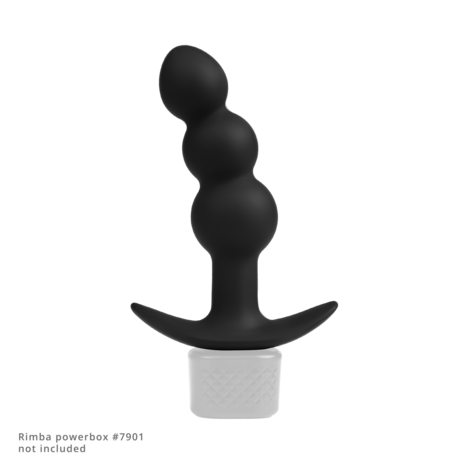 Rimba Electro Play - E-Stim Geribbelde Buttplug - Bi-Polair - Zwart