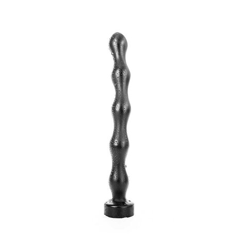 All Black - Lange Geribbelde Buttplug - 32 cm - Zwart