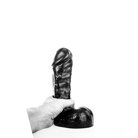 All Black - Grote Dildo met Aders - 24.5 x 6 cm - Zwart