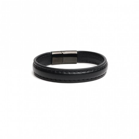 665 - Lederen Armband en Cockring - 2 in 1 - Zwarte Magnetische Sluiting