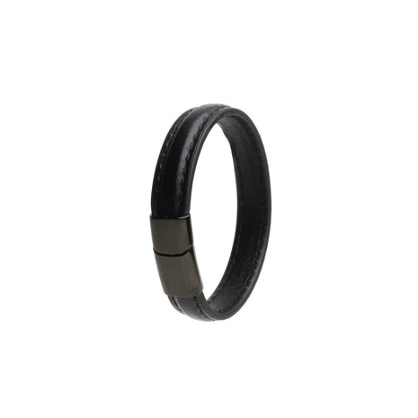 665 - Lederen Armband en Cockring - 2 in 1 - Zwarte Magnetische Sluiting