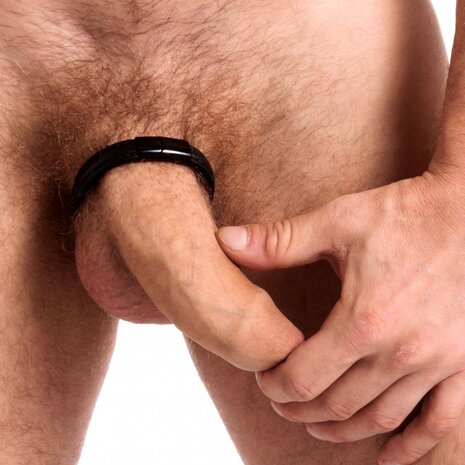 665 - Lederen Armband en Cockring - 2 in 1 - Zwarte Magnetische Sluiting