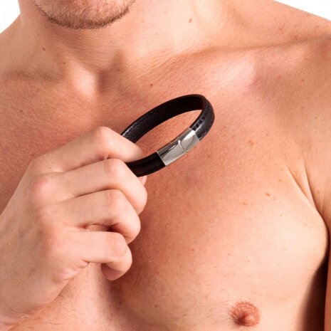 665 - Lederen Armband en Cockring - 2 in 1 - Magnetische Sluiting